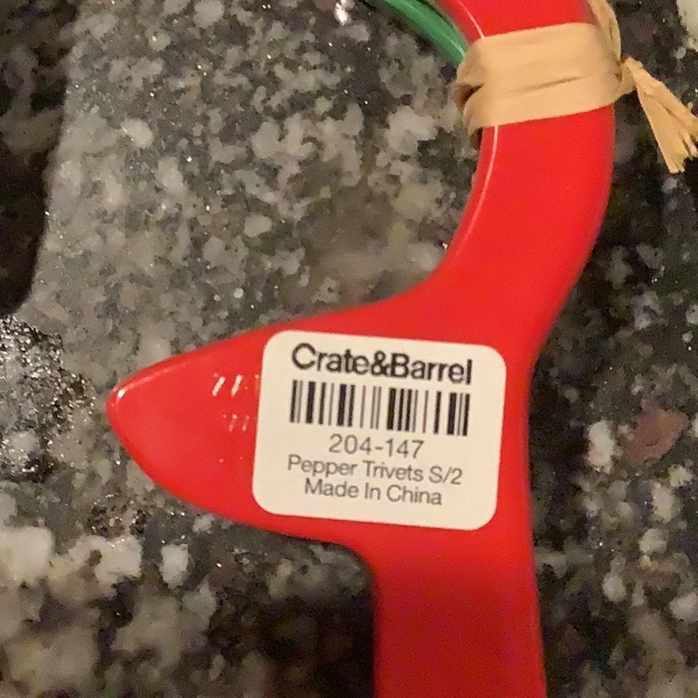 Crate & Barrel Pepper Trivets, Set of 2, NWT